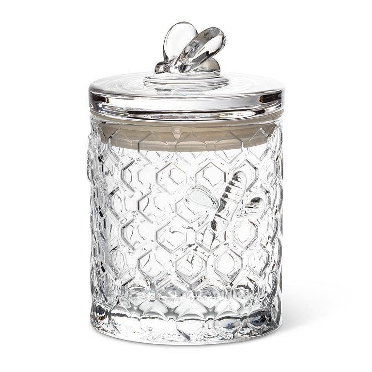 Honeycomb Jar with Bee on Sealed Lid