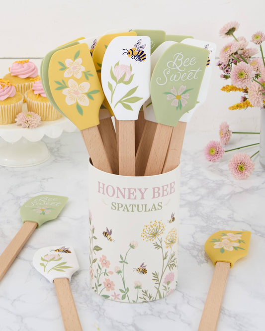 Bee & Blossom Silicone Spatulas with Wood Handles