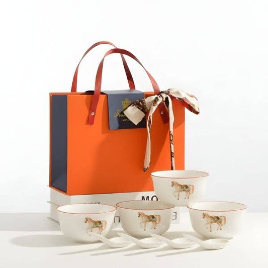 Equestrian Ceramic Bowls Gift Set