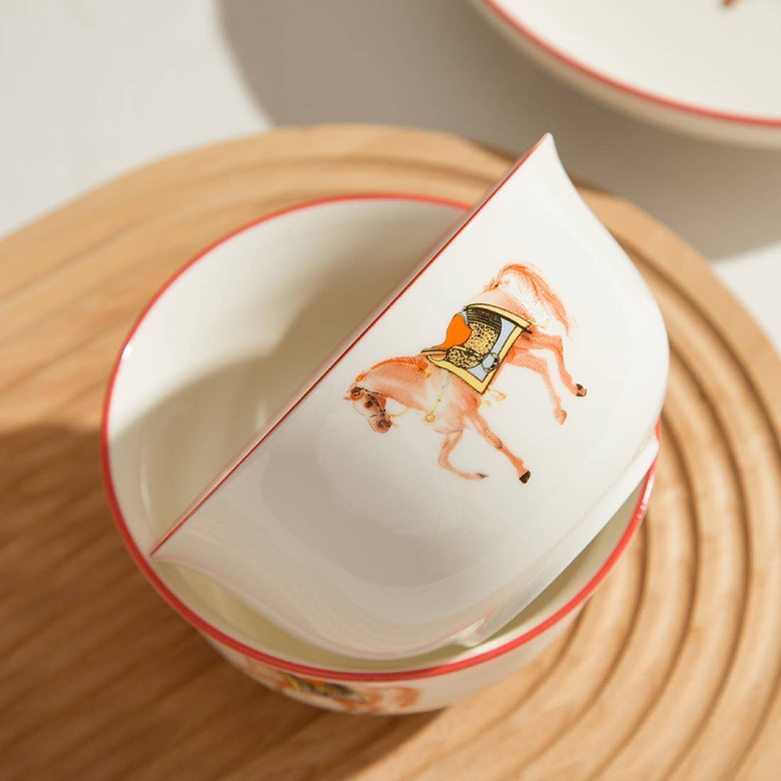 Ceramic Bowls Set w/ Horse Pattern